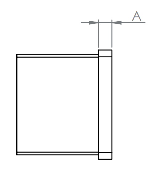 Endkappe flach für Rechteck-Nutrohr 60 x 40 x 1,5 mm, V2A