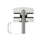 Glaspunkthalter Ø 62 mm selbst zusammenstellen, Oberteil inklusive Gummis, V2A