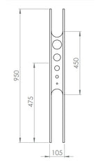 Designstab mit Lochblech, Länge 950 mm, V2A