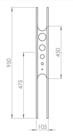 Designstab mit Lochblech, Länge 950 mm, V2A