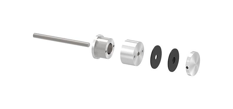 Glaspunkthalter Ø 52 mm, Klemmbereich 6.0 - 25.25 mm, verstellbarer Wandabstand 35 - 55 mm, V2A