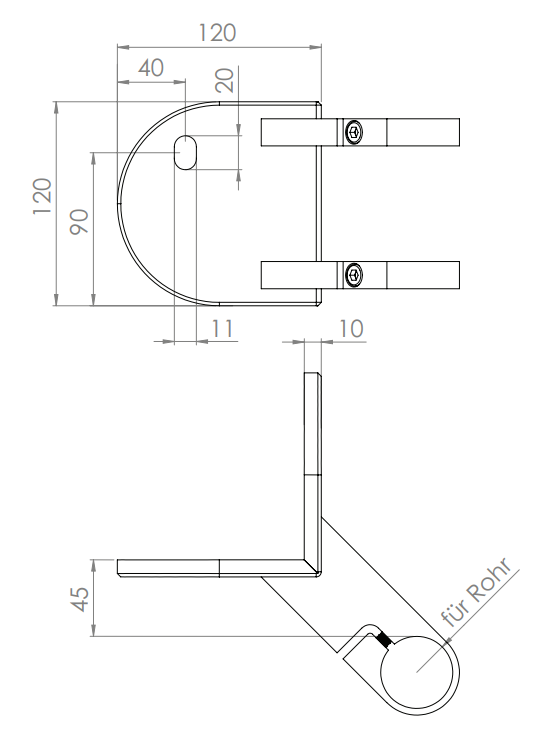Edelstahl 90° Wandbefestigung für Geländerpfosten zum Spannen, für Außenecke, V2A
