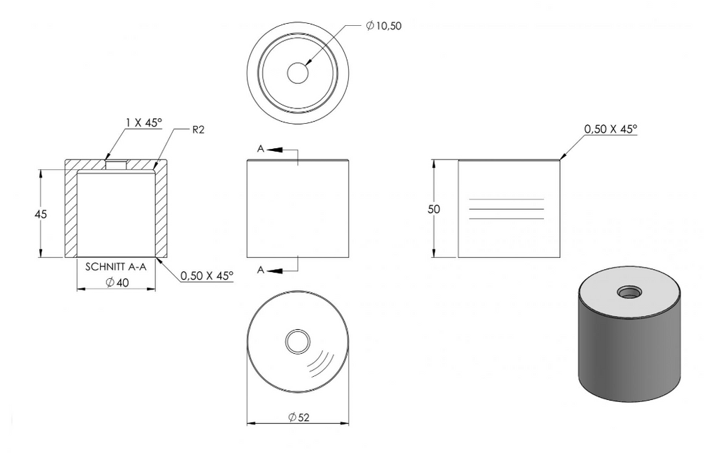 Zeichnung BRENK-fix® Verlängerungsstück 50 mm