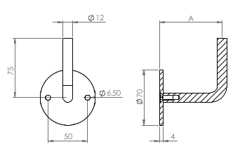 verschraubter Handlaufhalter mit 2 Bohrungen, zum Anschweißen des Handlaufs, V2A / V4A