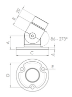 Edelstahl Wandhalter für Rundrohre, flexibel, zum Einstecken ins Rohr, V2A / V4A
