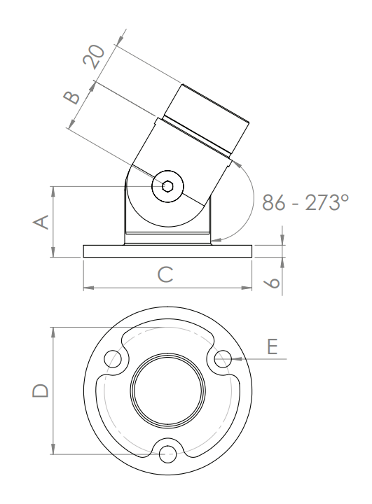 Edelstahl Wandhalter für Rundrohre, flexibel, zum Einstecken ins Rohr, V2A / V4A