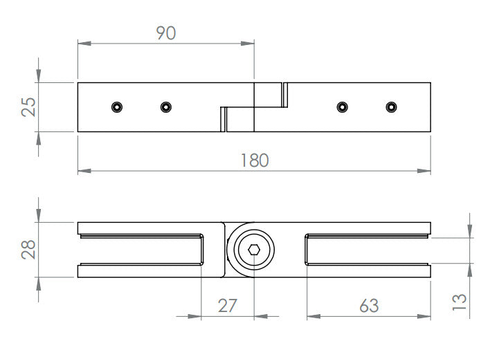 Glasverbinder verstellbar, für Glasstärke 12.00 - 12.76 mm, V4A