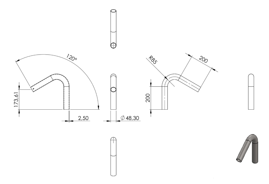 Zeichnung Rohrbogen Ø 48,3 mm