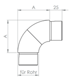 Edelstahl Rohrbogen 90°, stufenlos um 360° drehbar, zum Einstecken ins Rohr, V2A / V4A