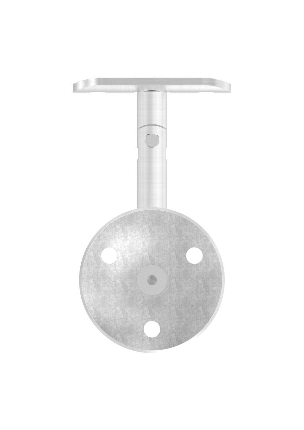 verschraubter  Handlaufhalter mit Gelenk und Anschlussplatte, zum Anschrauben des Handlaufs, V2A