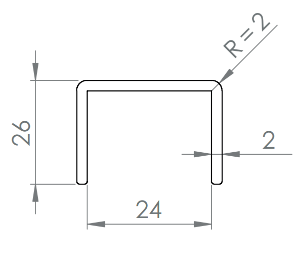 Kantenschutzprofil EASY 28 x 26 x 2 mm, V2A / V4A