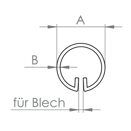 Klemmprofil rund, Länge 3 m, für Blech, V2A