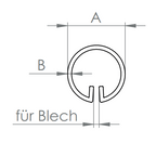 Klemmprofil rund, Länge 3 m, für Blech, V2A