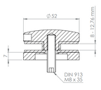 BRENK-fix® Glaspunkthalter Ø 52 mm, Ober- und Unterteil, mit Gewindestift / Alu, V2A