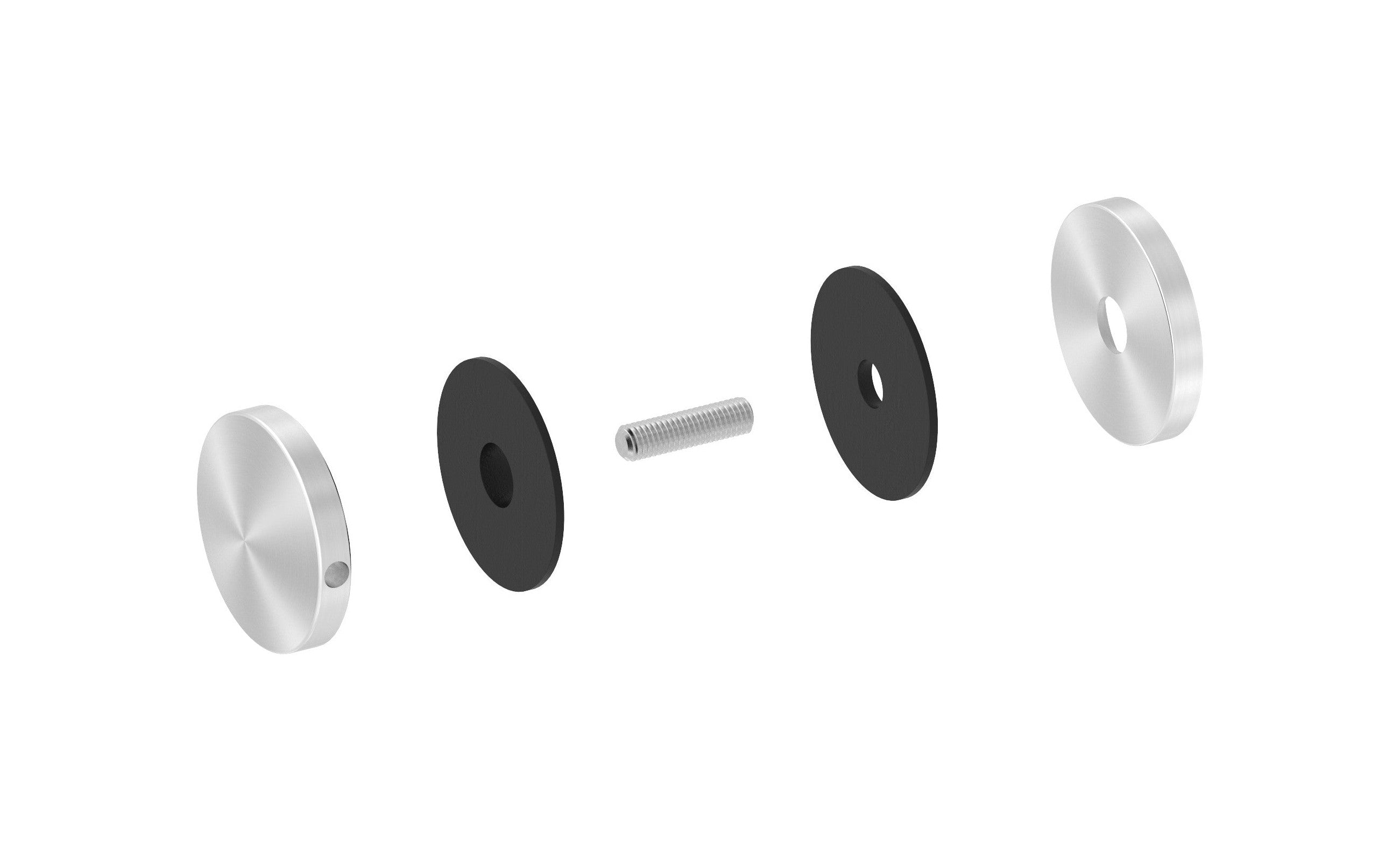 BRENK-fix® Glaspunkthalter Ø 52 mm, Ober- und Unterteil, mit Gewindestift / Alu, V2A