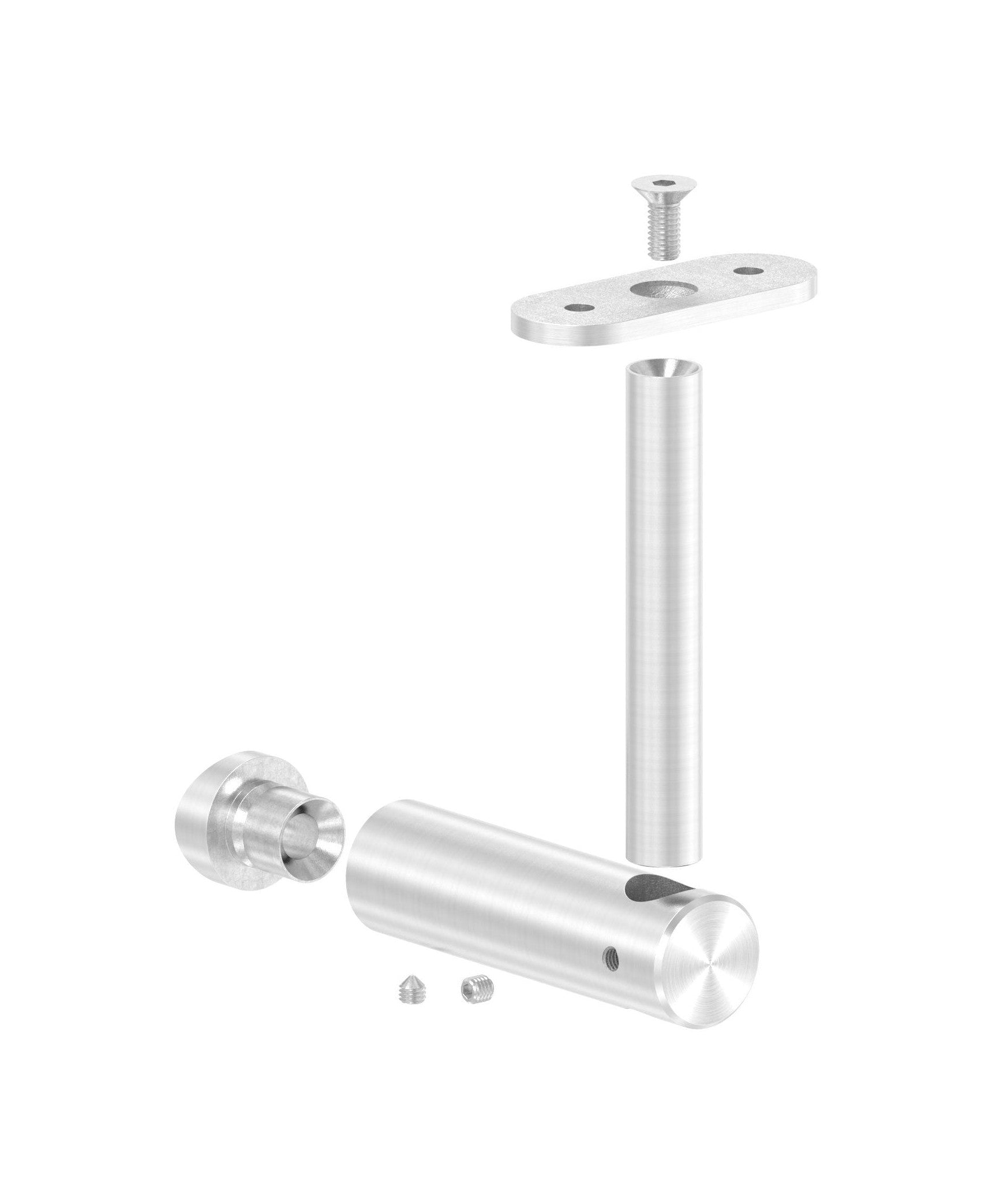 höhenverstellbarer Handlaufhalter mit Halteplatte, zum  Anschrauben des Handlaufs, V2A