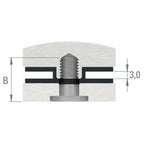 Glaspunkthalter Ø 40 mm selbst zusammenstellen, Oberteil inklusive Gummis, V2A
