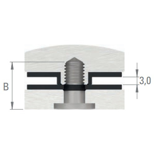Glaspunkthalter Ø 40 mm selbst zusammenstellen, Unterteil mit Durchgangsbohrung, V2A