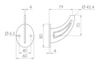 Handlaufträger zum Anschrauben, Stärke 4 mm, mit ovaler Ronde mit 2 Bohrungen, V2A