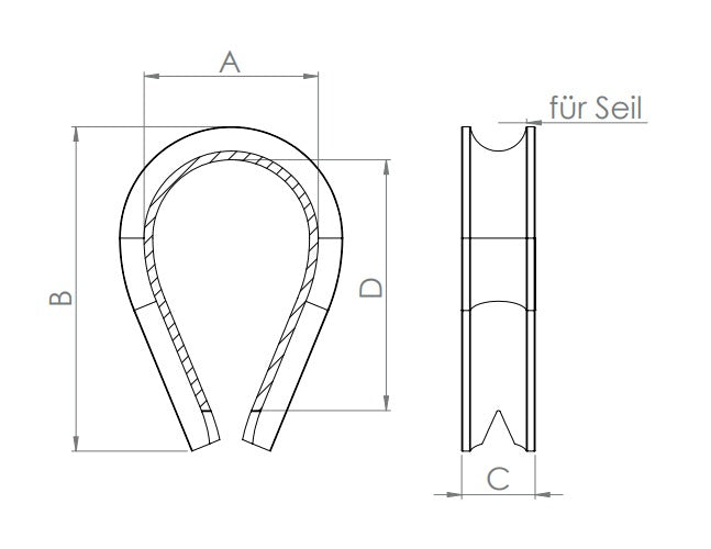 INOX Kausche für Seil, V4A