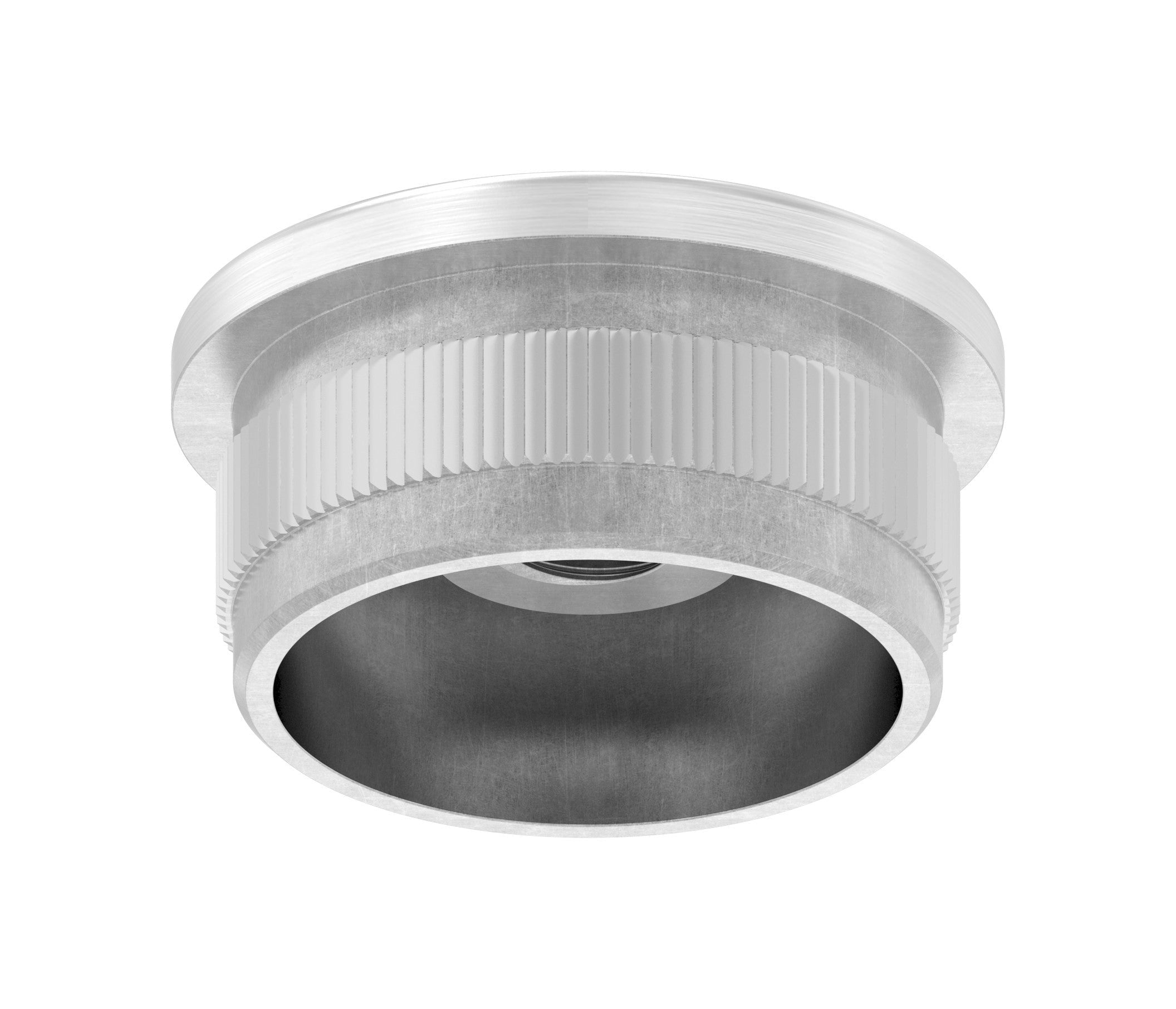 Edelstahl Rohrabschlussstopfen flach, hohl/gegossen, mit Rändelung, zum Einschlagen, V2A / V4A