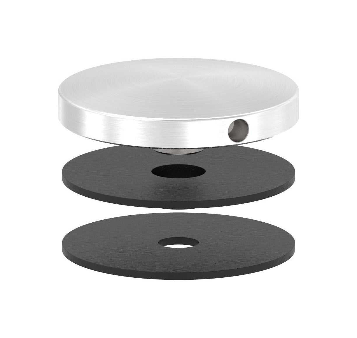 Glaspunkthalter Ø 62 mm selbst zusammenstellen, Oberteil inklusive Gummis, V2A