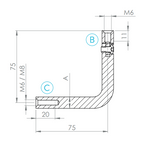 Gelenkbügel Edelstahl, 90° gebogen, 2 x Innengewinde, V2A