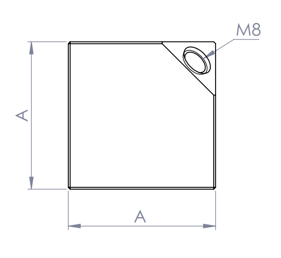 Edelstahl Würfel, mit Innengewinde M8, V2A