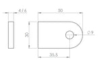 Edelstahl Anschweißlasche 50 x 30 x 4 / 6 mm, geschliffen, mit Rundloch, V2A