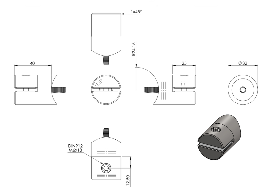 Zeichnung Blechhalter Anschluss Ø 48,3 mm