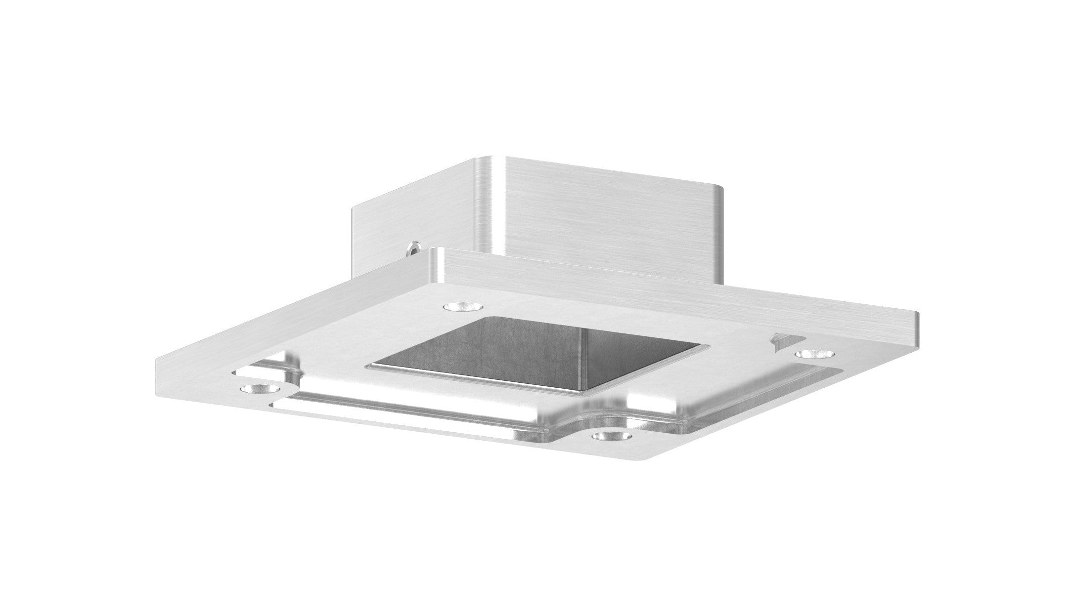 Edelstahl Wand- und Bodenanker für Quadratrohre, 4 gesenkte Bohrungen, geschliffen, V2A