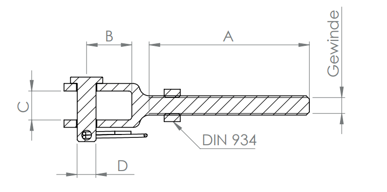 Gabelterminal mit Außengewinde, V4A