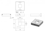 Edelstahl Abdeckrosette für Quadratrohre, teilbar, mit Mittelbohrung, Längsschliff, V2A / V4A