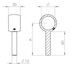 verschweißter Handlaufhalter, Stift mit Kugelring für Rohr Ø 33,7 mm / 42,4 mm, ohne Gewinde, V2A