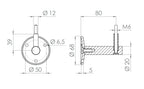 verschraubter Handlaufhalter mit Durchgangsbohrung und Linsenkopfschraube, V2A