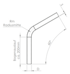 Edelstahl Rohrbogen 60° mit Bogenauslauf ca. 200 mm, V2A