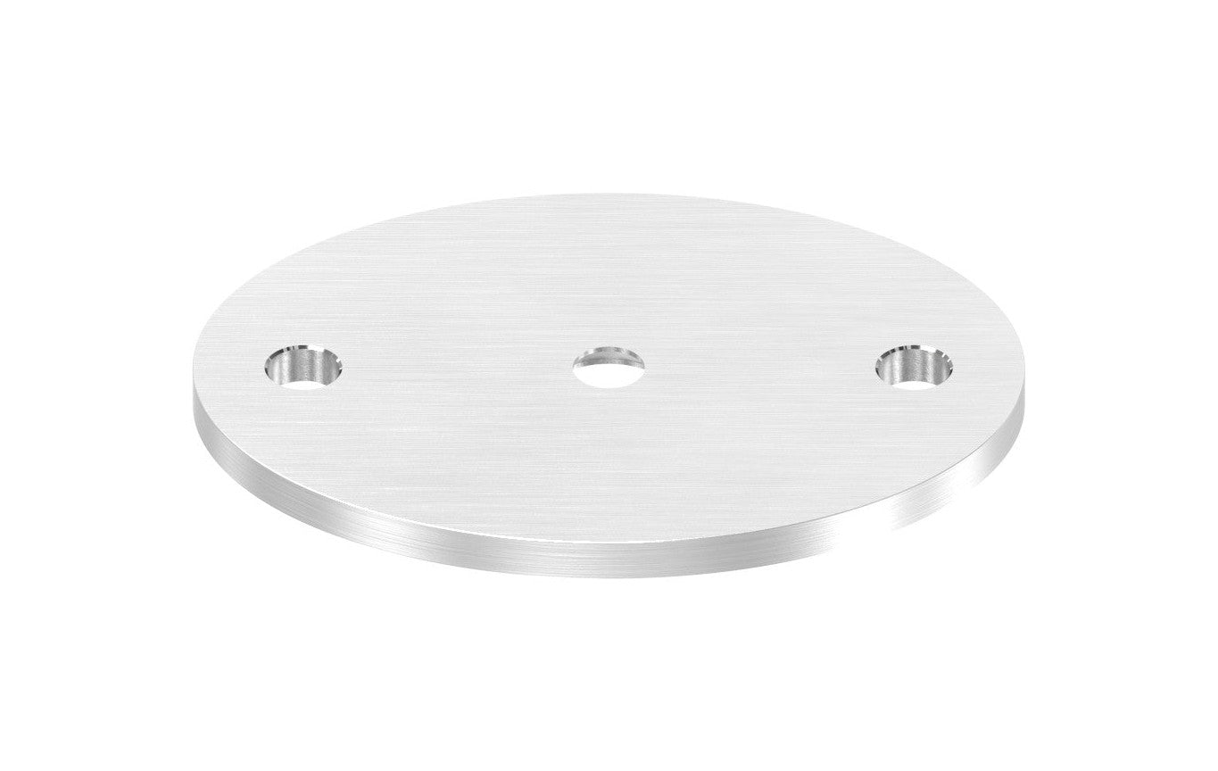Edelstahl Ronde für Handlaufträger, ohne Fase, Mittelbohrung, 2 Bohrungen, Schrägschliff, V2A