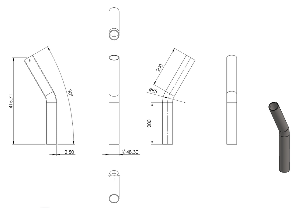Zeichnung Rohrbogen Ø 48,3 mm