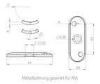 Handlaufanschlussplatte, versetzte Bohrungen, für  Rohr, zum Vernieten / zum Verschrauben, V2A / V4A