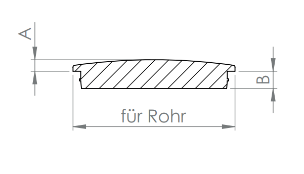Edelstahl Rohrabschlussstopfen leicht gewölbt, Vollmaterial, mit Nase, zum Einschlagen, V2A