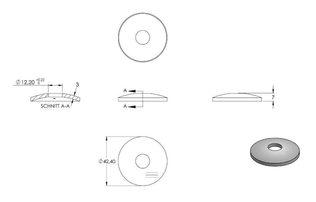 Zeichnung Rohrabschlussschale für Rohr Ø 42,4 mm