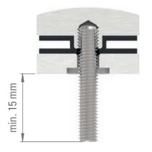 Glaspunkthalter Ø 40 mm selbst zusammenstellen, Oberteil inklusive Gummis, V2A