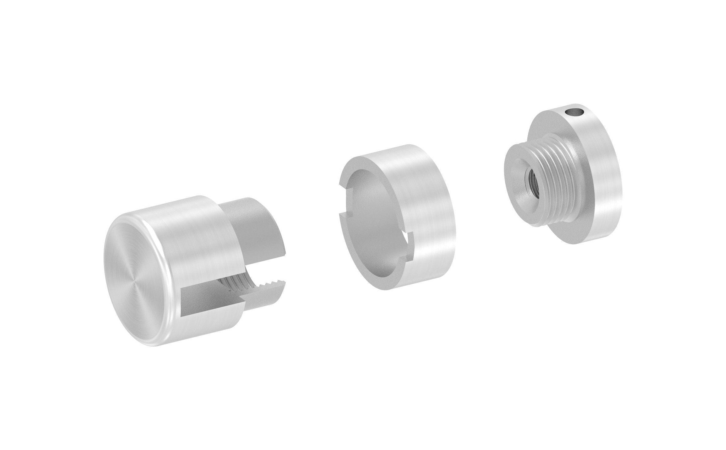 BRENK-fix® Grundhalter für Flachstäbe, mit Innengewinde M8 / Aluminium, V2A