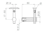 höhenverstellbarer Handlaufhalter mit Gelenk und Halteplatte, zum  Anschrauben des Handlaufs, V2A
