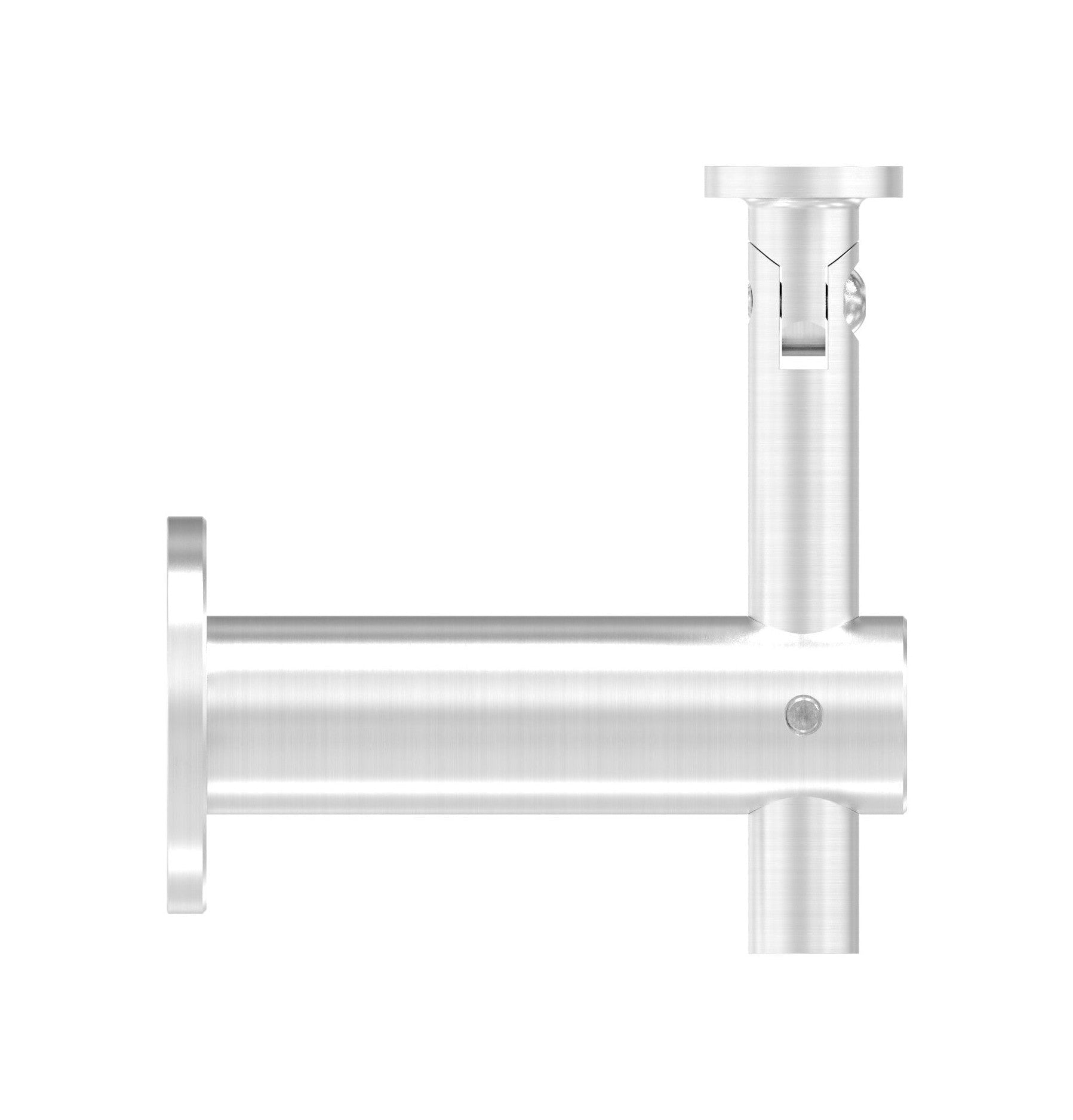 höhenverstellbarer Handlaufhalter mit Innengewinde, Gelenk und Haltenplatte, V2A