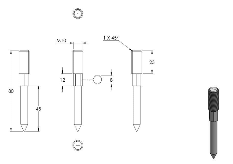 Stockschraube M10 x 80 mm, V2A