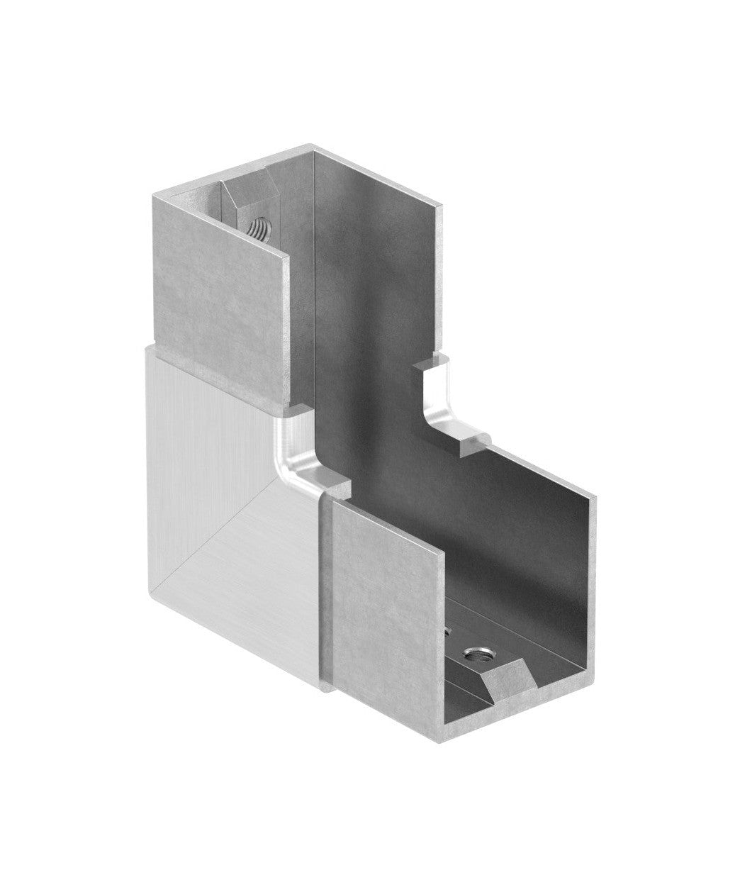 Eckbogen vertikal / Rahmenecke 90° für Quadrat-Nutrohr, V2A / V4A