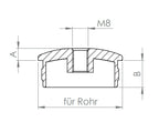 Edelstahl Rohrabschlussstopfen flach, hohl/gegossen, mit Rändelung, zum Einschlagen, V2A / V4A