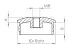 Edelstahl Rohrabschlussstopfen flach, hohl/gegossen, mit Rändelung, zum Einschlagen, V2A / V4A
