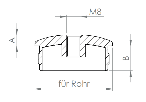 Edelstahl Rohrabschlussstopfen flach, hohl/gegossen, mit Rändelung, zum Einschlagen, V2A / V4A